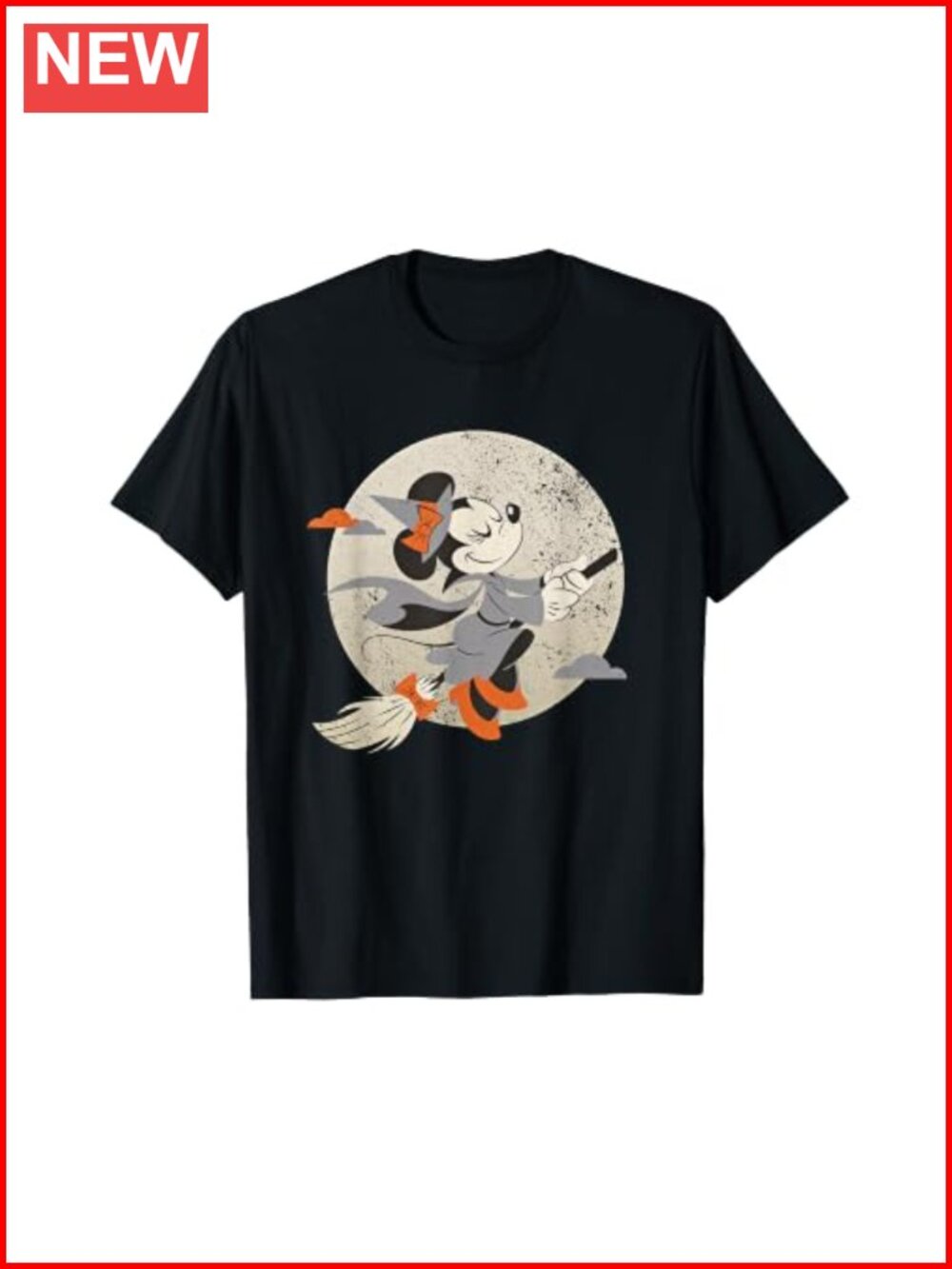 Disney Minnie Mouse Flying Witch Halloween T-Shirt Long Sleeve Round Neck
